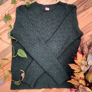 J Crew Green Cable knit Sweater